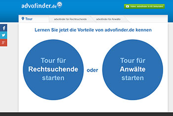 Webdesign Referenz neue Website advofinder Tour