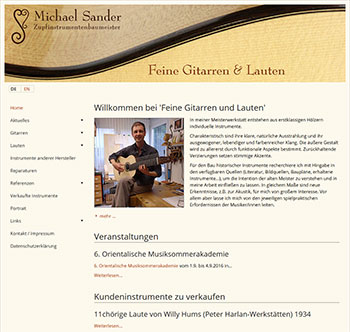 Webdesign Referenz Redesign Website feinegitarren