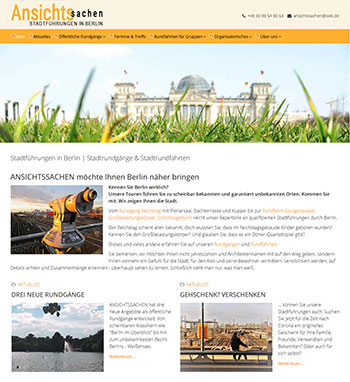 Webdesign Referenz Redesign Website Ansichtssachen Stadtführungen Berlin