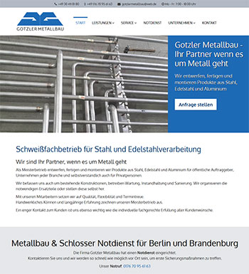 Webdesign Referenz Redesign Website Gotzler Metallbau Berlin